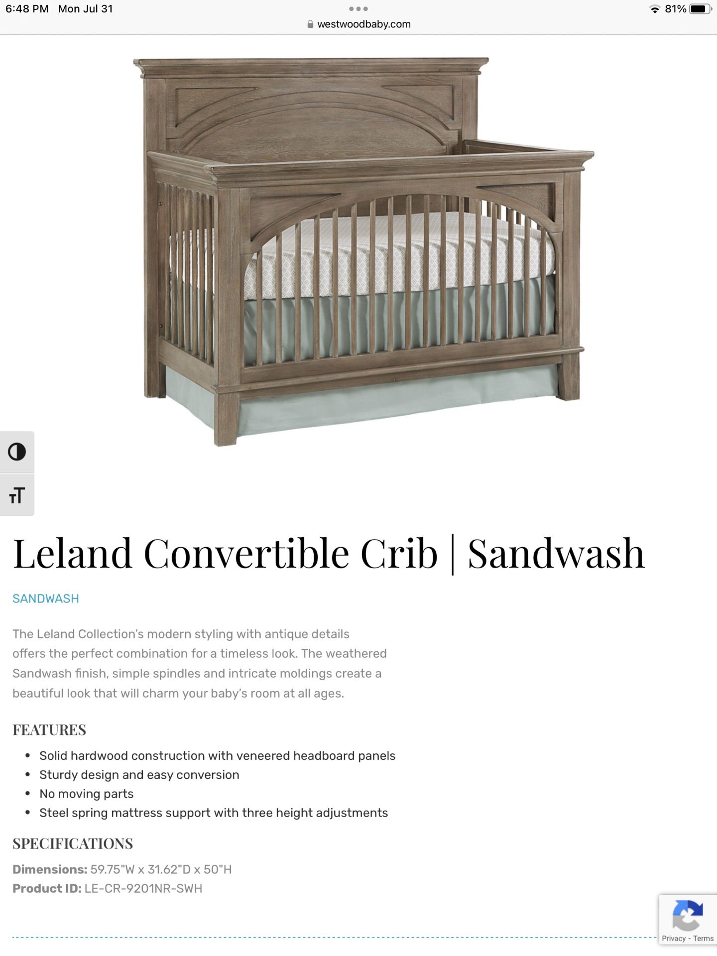 Westwood Leland crib