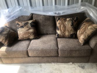 New Open Sofa Box From The Warehouse Nice And Comfy Sofa Fabric Material Brown Color 