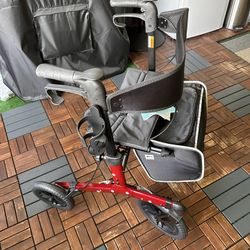 Rollator Walker for Seniors, Lightweight Foldable All Terrain Rolling Walker with seat, Aluminum Walkers with 8 inch Rubber Wheels, Handles and Backre