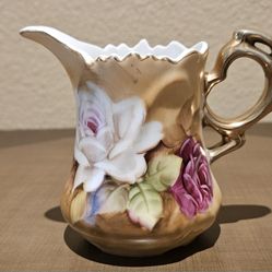 Vtg Lefton Cream pitcher Heritage Rose  Hand Painted Vintage creamer Japan ~