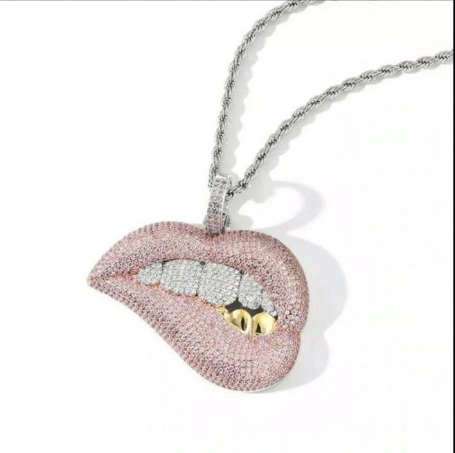 Cubic Zirconia with Lip Design Pendant,All Products : American Fashion Style Bags On Sale