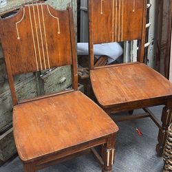 Set Of 1930s Art Deco Wood Dining Chairs