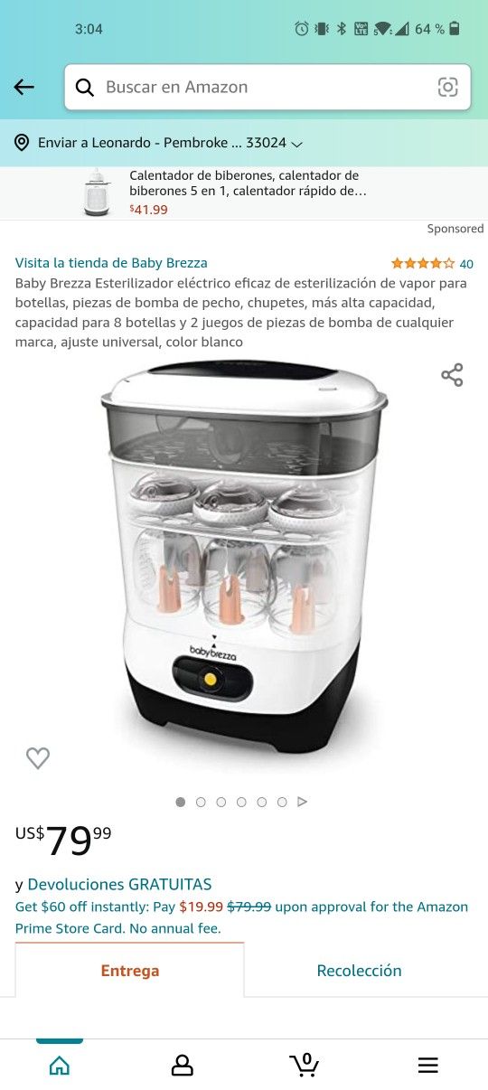 Baby Brezza Esterilizador eléctrico eficaz de esterilización de vapor para botellas