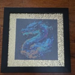 Blue and Gold Dragon Art Wall Decor
