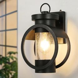 6778: New Dusk to Dawn Sensor Industrial Outdoor Wall Sconce Modern Exterior Wall Mounted Light Fixture Waterproof Outdoor Wall Lantern, Matte Black O