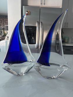 Amerigo – Murano Glass Sailboat Blue Set