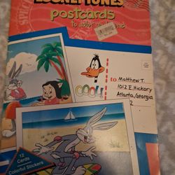 Vintage  Looney Tunes Post Cards Color/Sticker  Book New Condition Asking 10$
