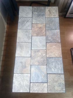 Slate Tile Top Coffee Table with Metal Frame