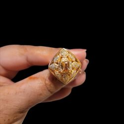 Gem stone with zirconia stone QX Gold plated ring