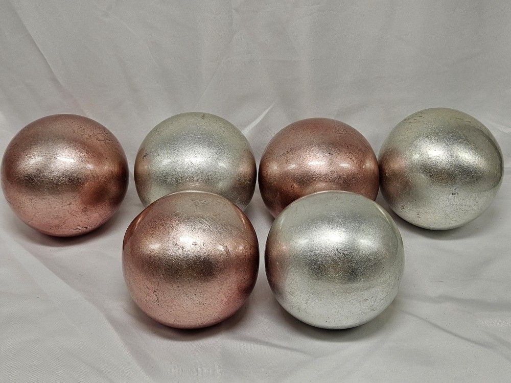 Decorative Metallic SPHERE 4 in. Diameter ORB 6 balls total home decor bowl art living designer