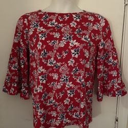 BNWT - J JILL, SIZE S, 3/4 SLEEVE COTTON & MODAL RAYON BLOUSE