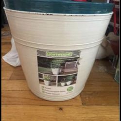 Plant Pot Medium Size White Teal 1pc