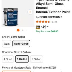 1 gal. White Urethane Alkyd Semi-Gloss Enamel Interior/Exterior Paint
