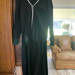 Woman’s Liz Claiborne Black Knit Sleeveless Long Dress /jacket Size Petite Large 