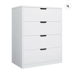 White 4-Drawer Dresser with Groove Handles Assembled