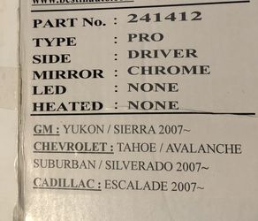 2007-14 Chevrolet GMC sierra Tahoe door mirror