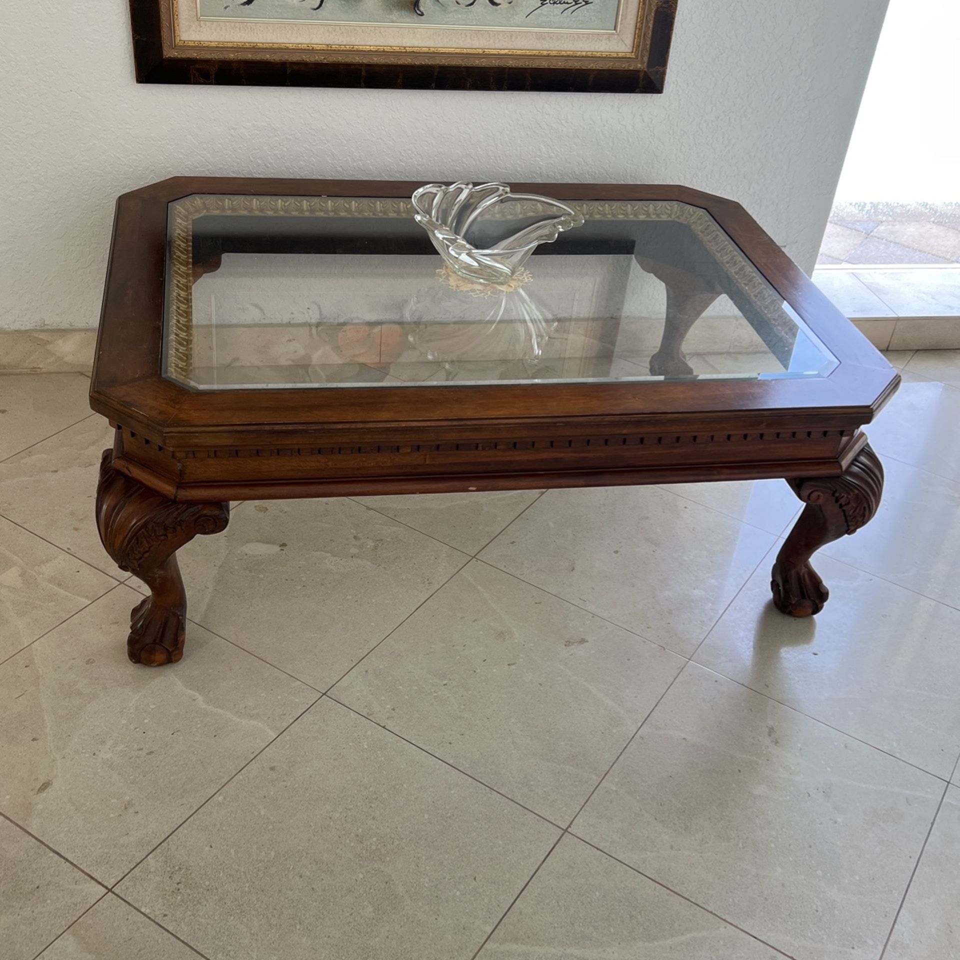 Glass Top Wood Table