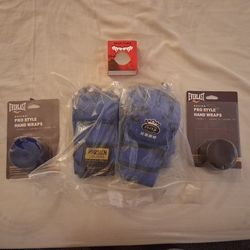 2 pair UFC boxing gloves with hand wraps and mouth gaurd