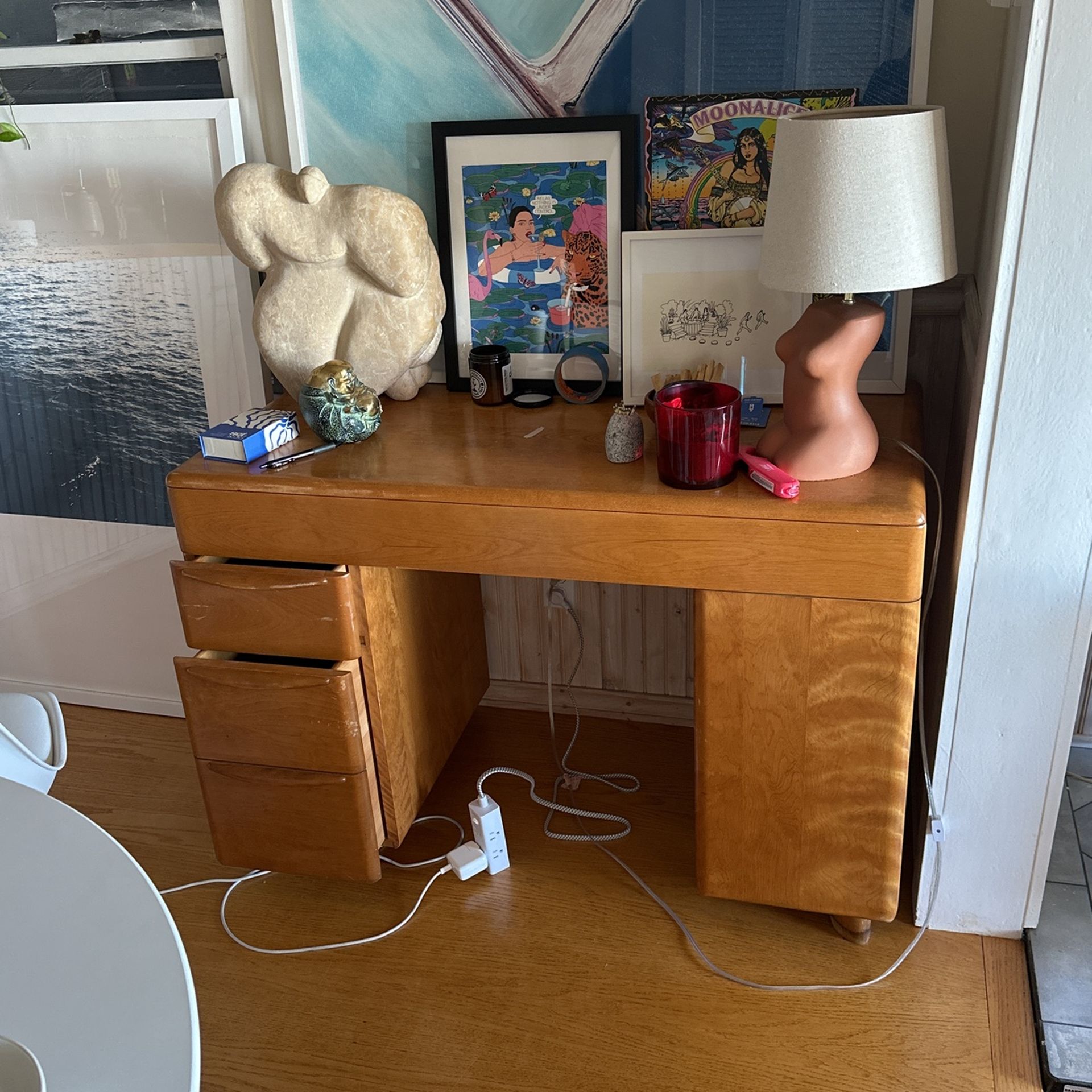 Vintage Mid Century Modern Maple Desk
