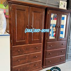 Brown Tall Pinewood Closet Wardrobe 