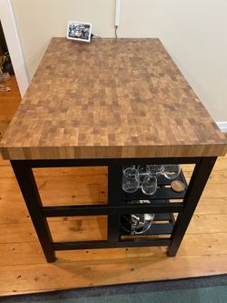 IKEA VADHOLMA - Kitchen Island / Table - Black/Oak for Sale in