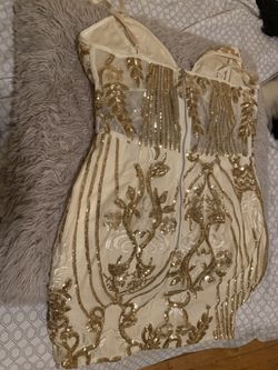 Champagne dress with gold sequins