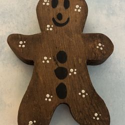 Vintage Wooden Gingerbread Figurine Painted Handcrafted 