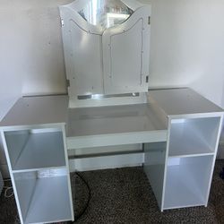 Kids Wooden 3 Mirror Vanity Set With Stool