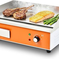 21.6 IN Nonstick Stainless Steel Electric Griddle Adjustable Temperature Control Flat Top Griddle For Smokeless Cooking/Grill at Resturant, Kitchen,