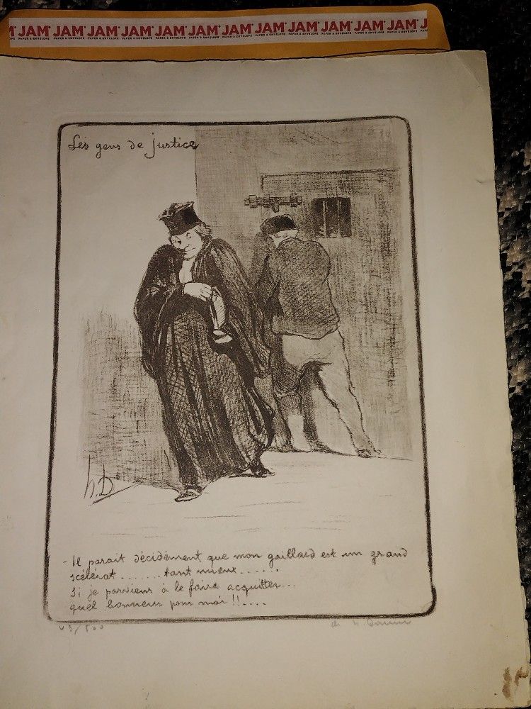 HONORE DAUMIER "Les Gens De Justice" Antique Etching French Artist 1(contact info removed)