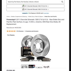 Chevy Silverado rear Rotors And Pads X2