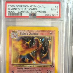 Pokemon PSA 9 Corrected Symbol Blaine’s Charizard POP 73!! 