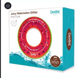 CocoNut Outdoor Juicy Watermelon Glitter - 42" x 42" Pool Float – Inflatable Pool Ring – Durable Long Lasting Lounge Tube and Water Toy