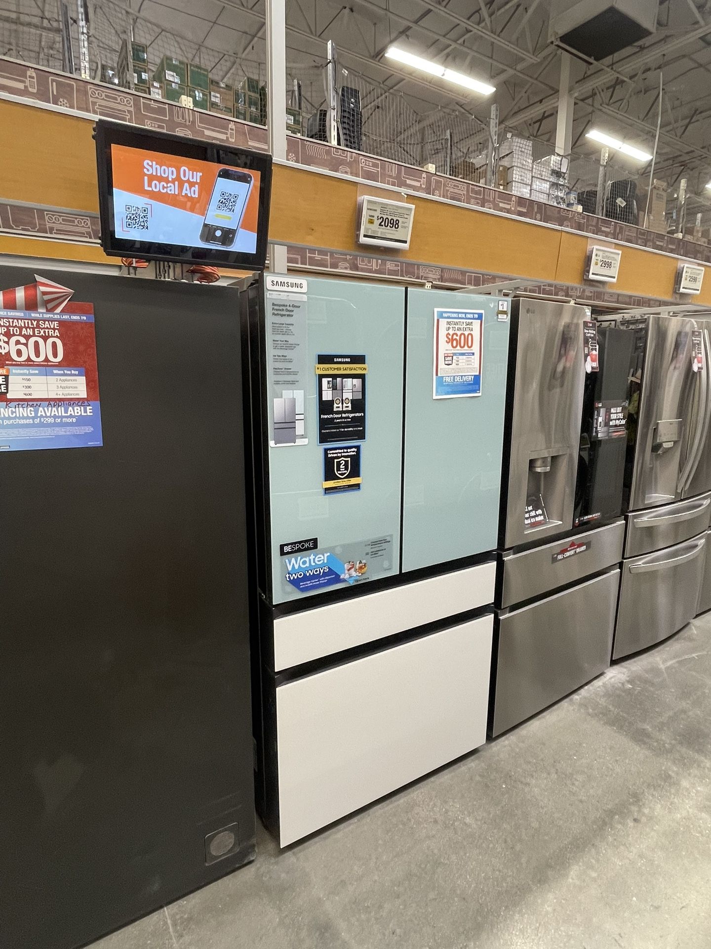Samsung BESPOKE White Glass And Blue 4-Door Refrigerator 🚨ON SALE🚨