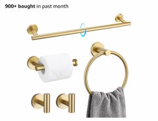 2 Brushed Gold 5-Piece Bathroom Hardware Sets – New