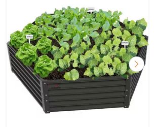 New in box. Gray Hexagon Galvanized Steel Raised Garden Beds Outdoor Planter Box