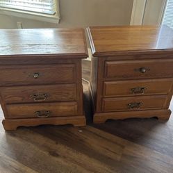 2 Solid Oak Nightstands 24 H x 16 Wx 22 D