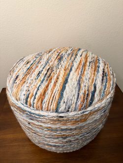 Multicolor Handwoven Indoor Outdoor Pouf 21” x 17”