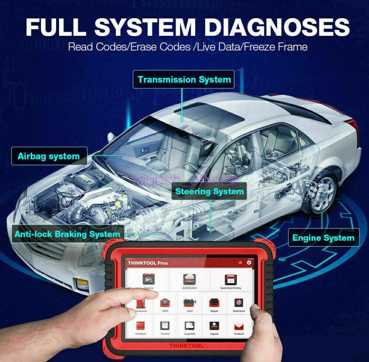 2023 THINKCAR Thinktool PROS Car Diagnostic Scanner Key Coding Bidirectional BT