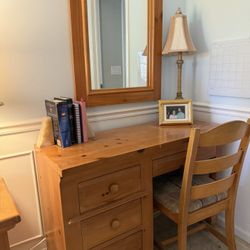 Small Desk and Chair With Mirror