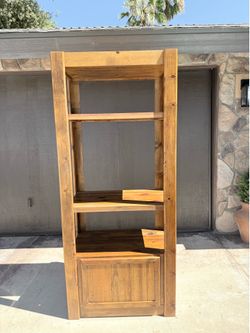 Tall Solid Wood Bookcase with Cabinet