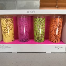 Lilly Pulitzer for Target Glass Tumblers – Set of 4 – New / Unopened – 2015