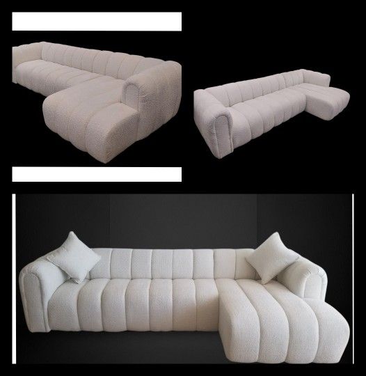 BRAND NEW 11x6ft And 11x11ft OR 6x13x6ft SECTIONAL CHAISE COUCHES, CUDDLE WHITE FABRIC, CUSTOM MADE AVAILABLE