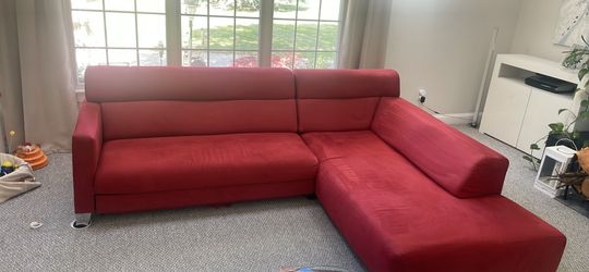 Italian-Made Microfiber Sectional Sleeper Sofa with Pull-Out Twin Bed