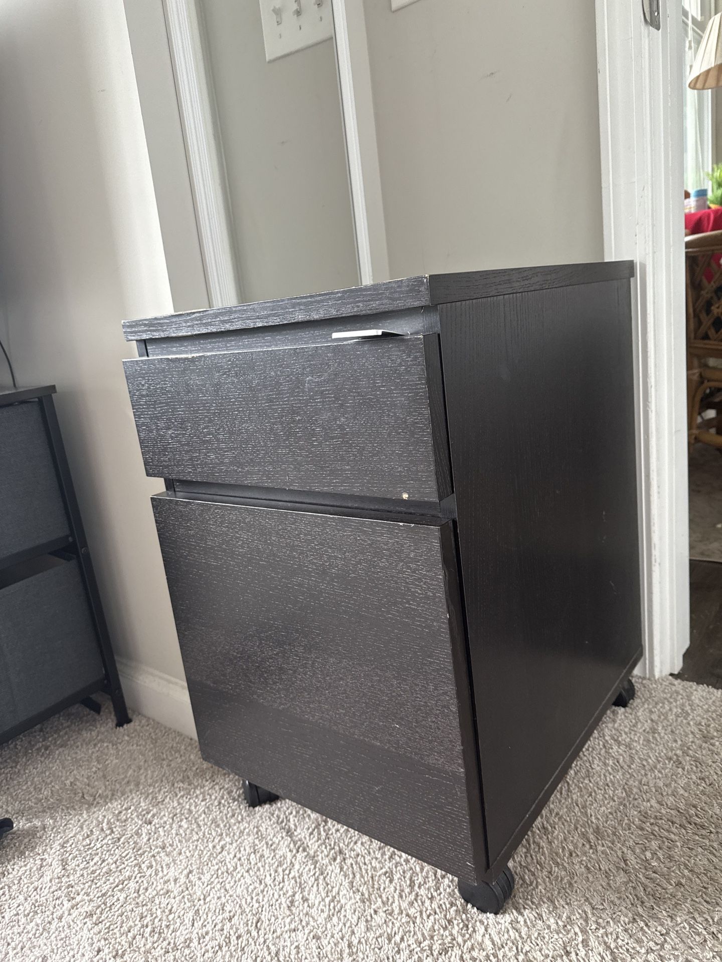 Dark Brown Rolling Files Cabinet