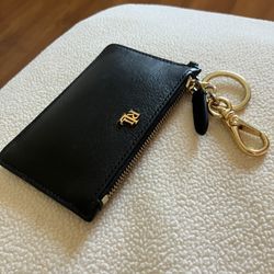Ralph Lauren Leather Zip Keychain Wallet 