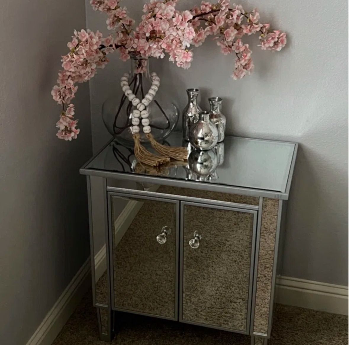 Mirrored Cabinet Nightstand *LIKE NEW*