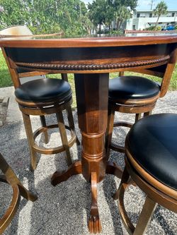 Solid Oak Pub Table & 4 matching chairs