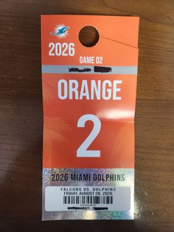 Dolphins VS Falcons Orange Parking Pass
