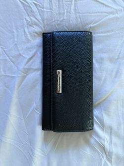 Tahari Black Pebbled Leather Flap Continental Wallet - Multi Compartment